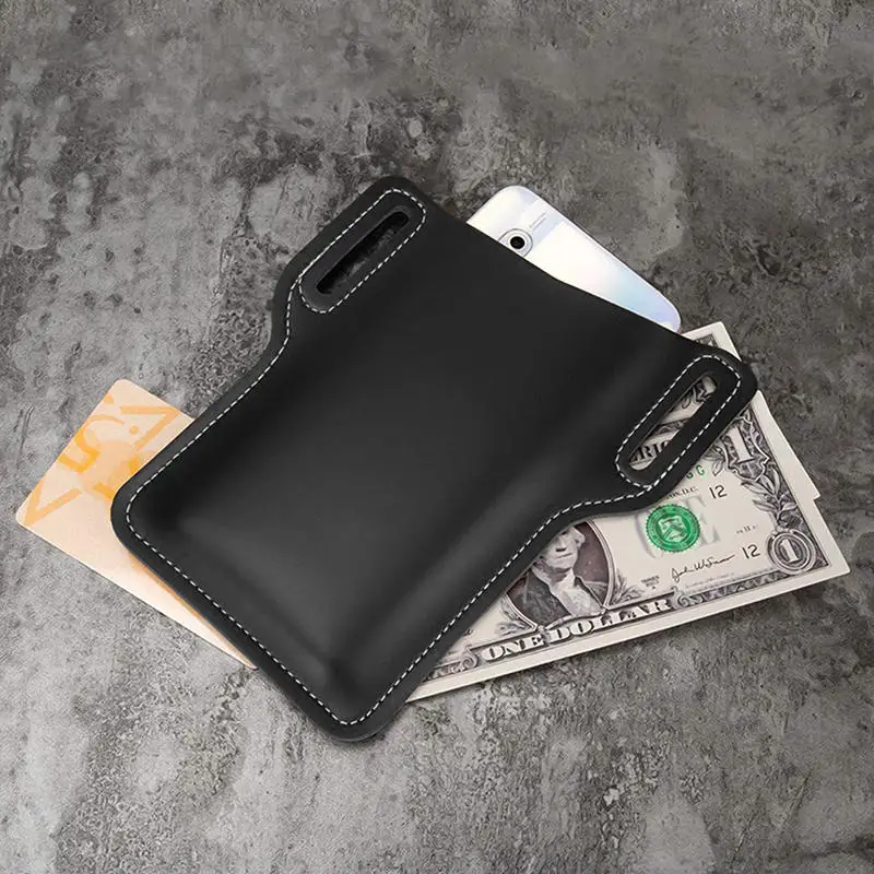 Men Leather Vintage Pack Waist Bag Belt Clip Phone Holster Travel Hiking Cell Mobile Phone Case Cover Belt Pouch Purse