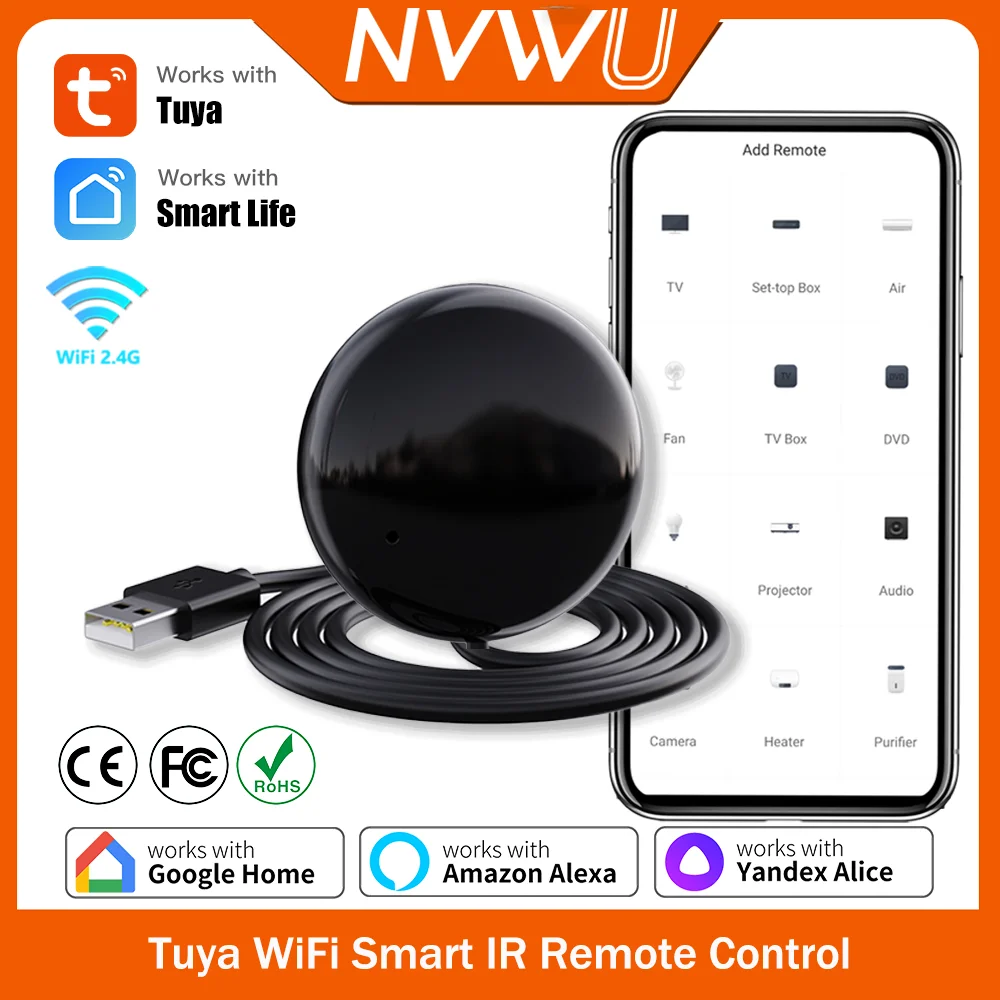 Tuya 스마트 IR 리모컨 WiFi 앱 리모컨 S18 NVWU 구글 어시스턴트 얀덱스 스마트라이프 알렉사와 호환