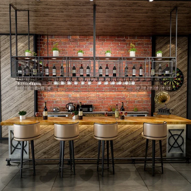 Bar Shelf Mini Wine Storage Cabinet Corner Drink Showcase Wall Botellero Vino Coffee Organizer Club Metal Whisky Home Furniture