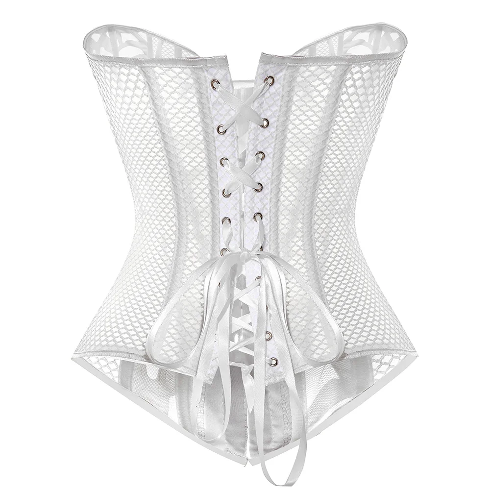 Corset Bustier Top Women's Breathable Shapwear Costumes Sexy Transparent Mesh Corselet Hollow Out Corset Bustier Top