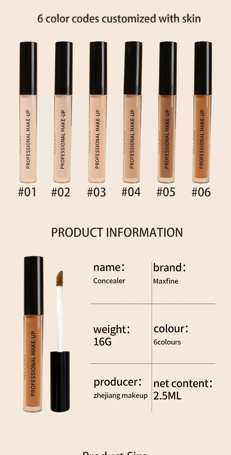 Description Picture 4 of item6-color flawless concealer, improving uneven skin tone, light, medium coverage, semi-matte, and pure.