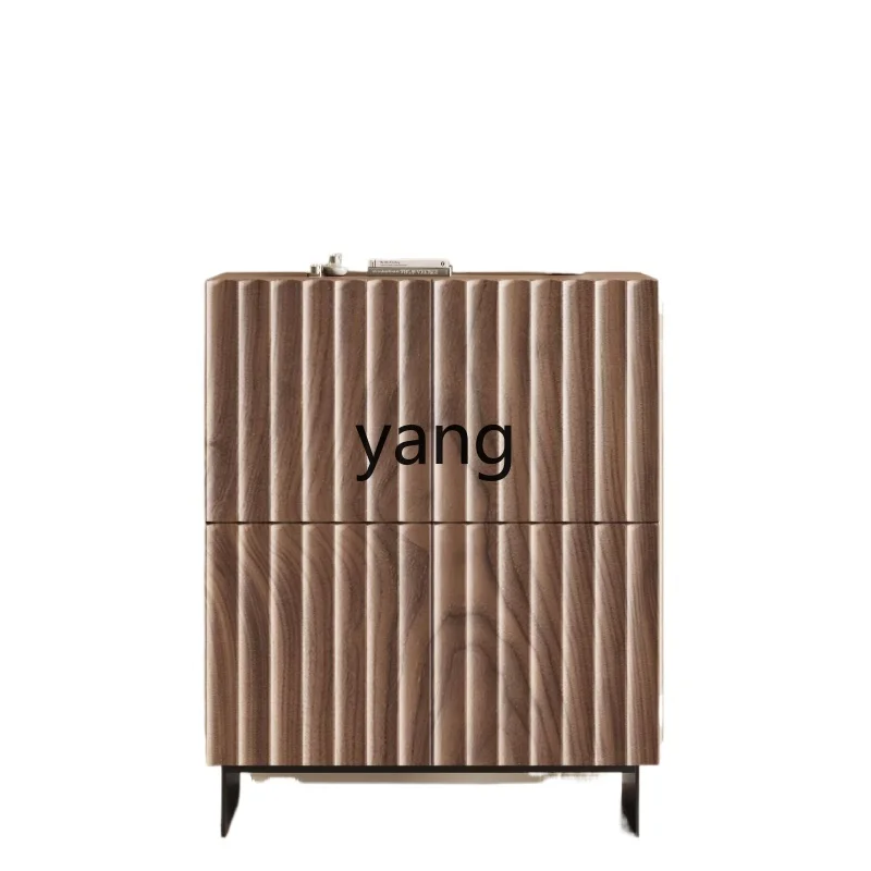 

Yjq Black Walnut Solid Wood Chest of Drawers Four-Bucket Cabinet Bedroom Locker Wardrobe Modern Minimalist Storage Cabinet