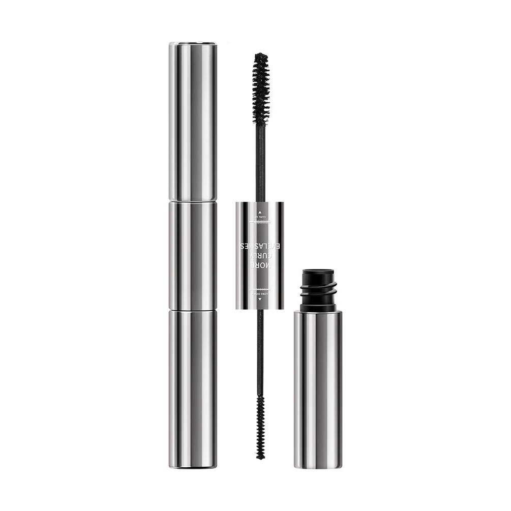 

Silver Tube Double-head Mascara Private Label Lengthening Eyelash Extension Long-wearing Bulk Makeup Black Color Custom