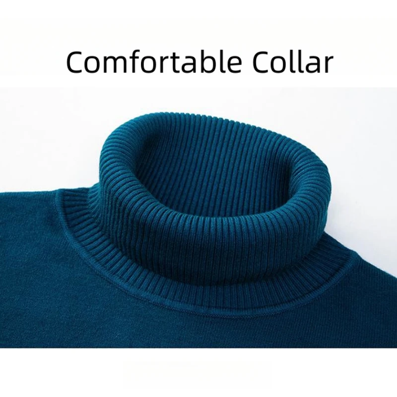 Turtleneck Sweater Basic Sweater Jacquard Sweater Autumn and Winter Men Cashmere Sweater Men's Wool Pullover High Collar Soft and Warm Pullover Knitted Sweater Men's