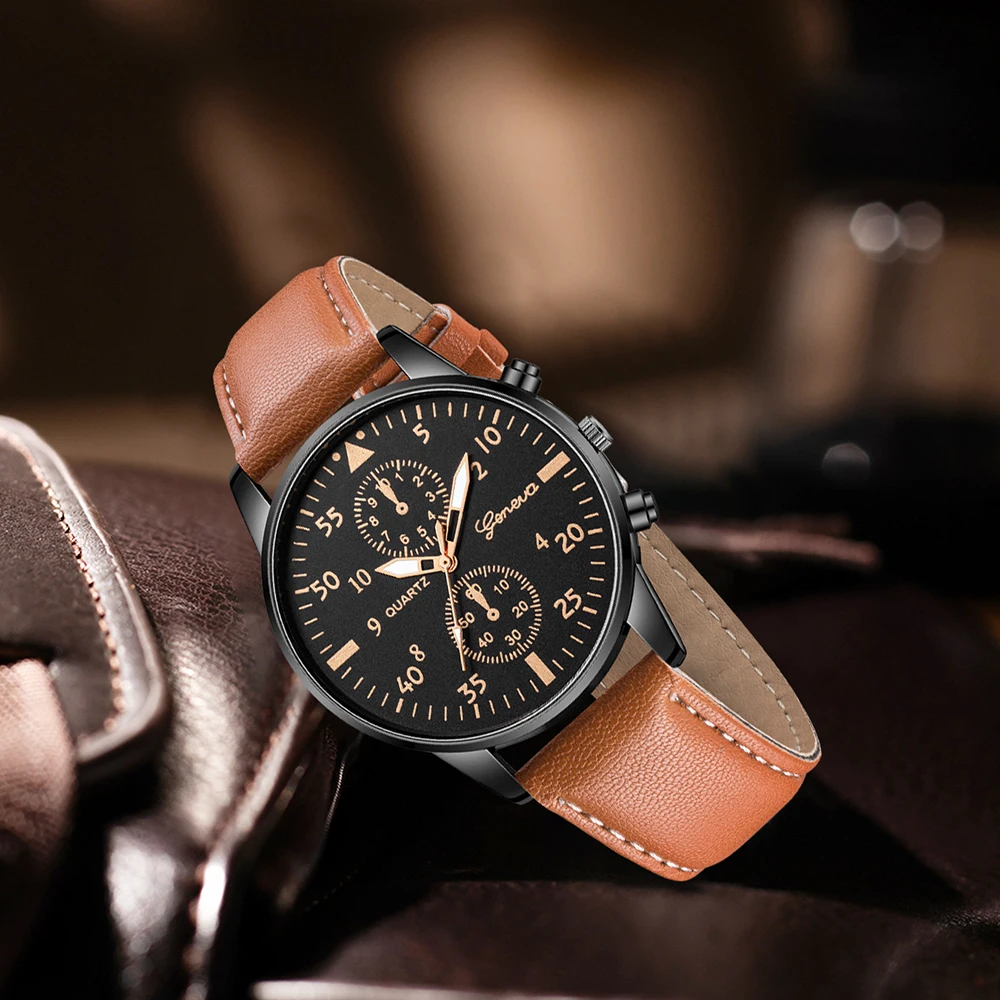 3PCS Men's Fashion Watch Set Business Trend Versatile Retro Classic Round Dial Quartz Watch Set as a Holiday Gift for Him 4