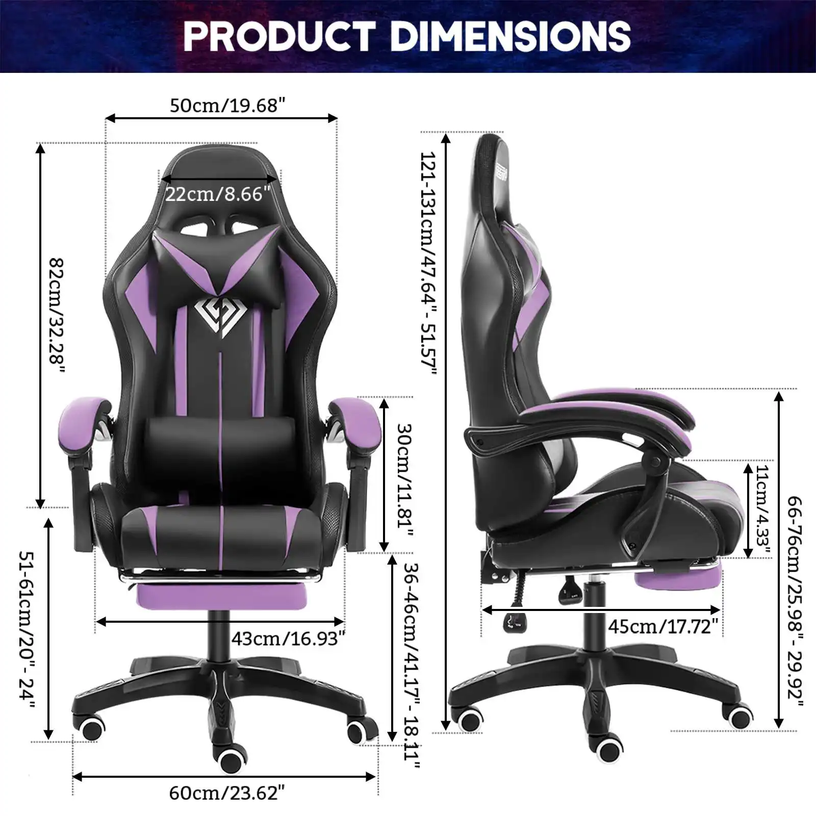 Gaming Chair With PVC Leather RGB Light Office Chair Gamer Computer Chair Ergonomic Swivel Chair 2 Point Massage Racing Chair 5
