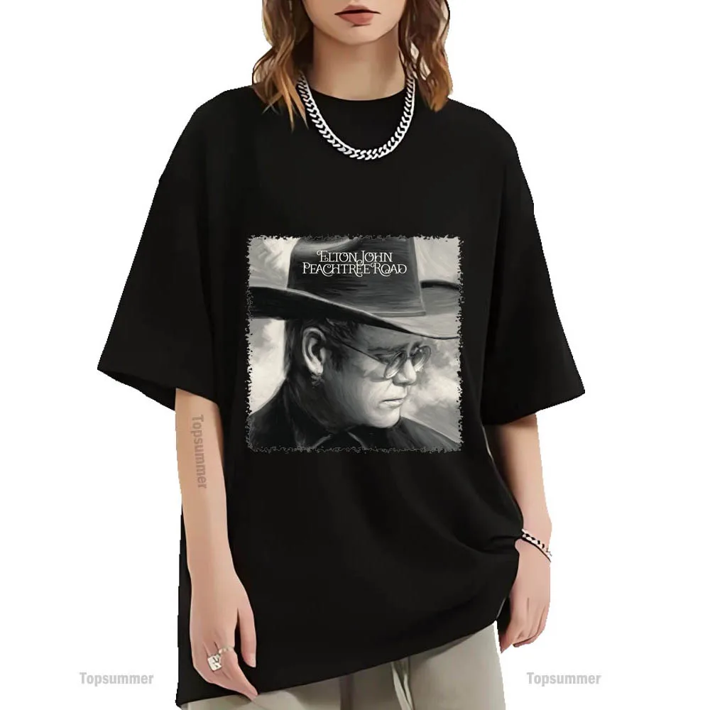 Peachtree Road Album T-Shirt Elton John Tour T Shirt Adolescenti Allentato Streetwear Stampa Grafica T-Shirt Ragazzo Ragazza Manica Corta Top