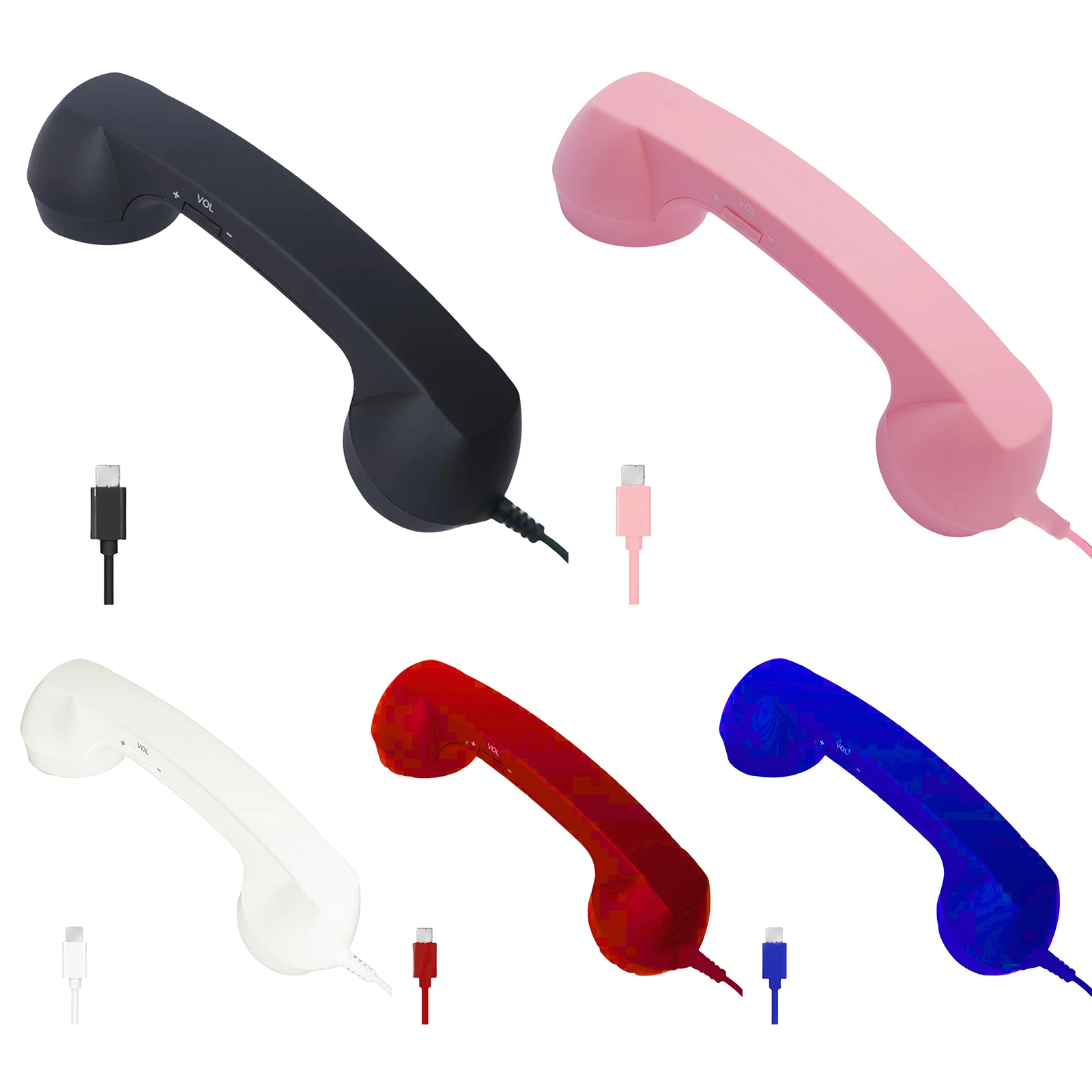 레트로 휴대폰 수신기 마이크 마이크로폰 스피커(USB-C 인터페이스 포함) 휴대폰/모바일/태블릿/노트북용 핸드셋