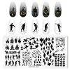 Halloween Nail Art Stamping Plate Drawing Template Pumpkin Heart Wave Line Ghost spider Bat Image Stencil Nail Printing Tools 3