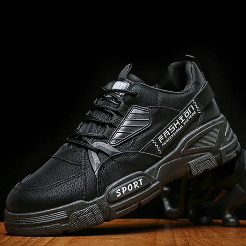 2024New Men Sneakers Light PU Leather Casual Shoe Non-slip Platform Vulcanized Shoes for Men Safety Work Shoes Zapatillas Hombre