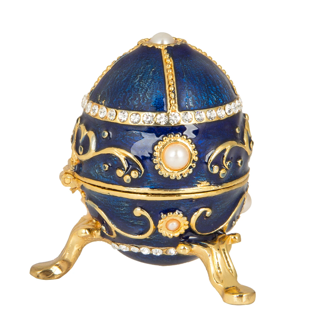 QIFU Blue Faberge Egg Metal Craft Trinket Box for Home Decor 3