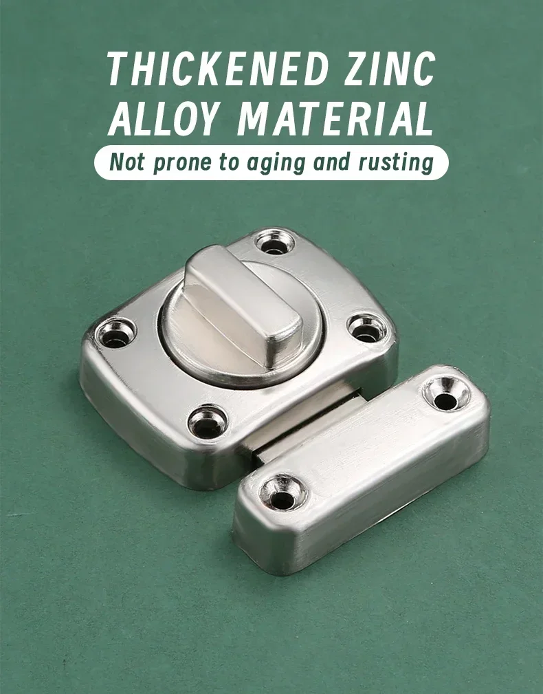 Description Picture 3 of item1pc Home Security Latch Rotate Bolt Latch Gate Latches Door Slide Lock Twist Rotating Barrel Lock For Bathroom Toilet Door Lock