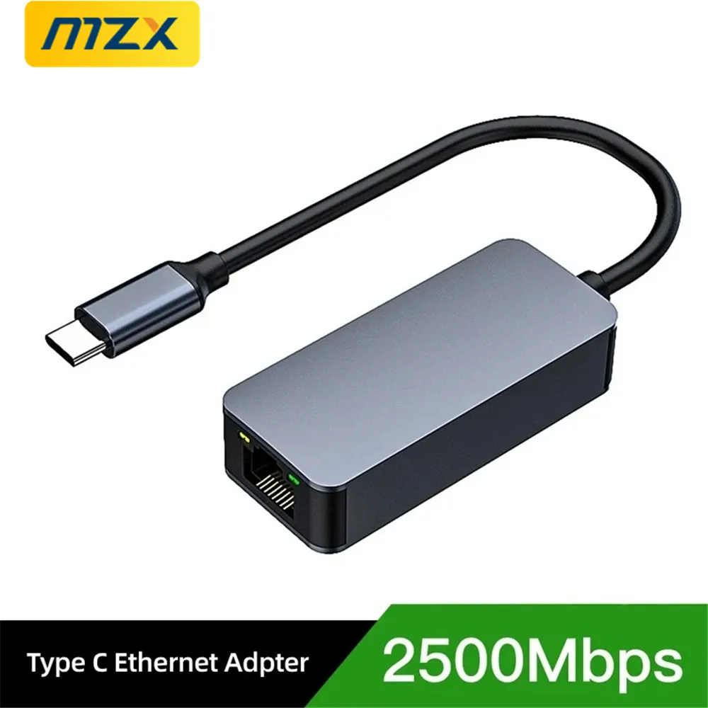 MZX 2500Mbps 네트워크 카드 USB 3.0 A 타입 C 유선 Rj45 Lan 이더넷 어댑터 RTL8156 맥북 윈도우 노트북 PC 액세서리