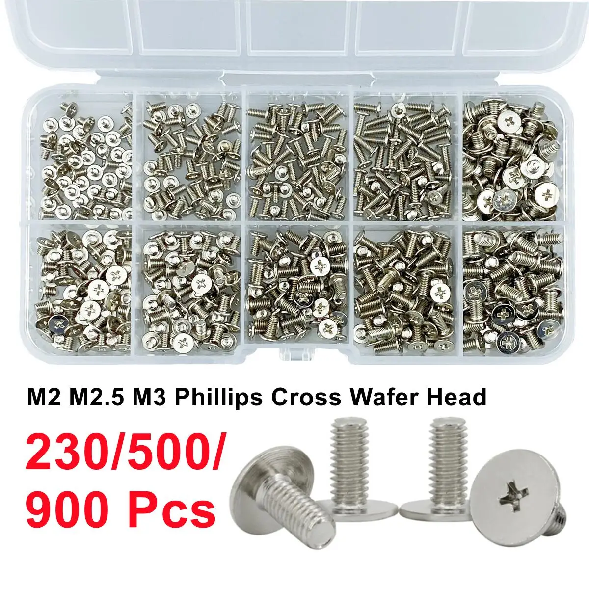 Laptop NoteBook Computer Screw Bolt M2 M2.5 M3 Phillips Cross Ultra Thin Flat Wafer Head Mix Assortment Kit 230/500/900 Pcs