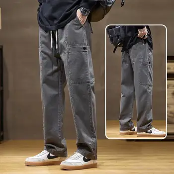 Pantaloni da lavoro di marca americana alla moda Pantaloni casual dritti larghi in puro cotone primavera autunno inverno da uomo 1