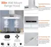 30 inch Wall Mount Range Hood,Kitchen Hood With Ducted/Ductless,LED Light and 3-Speed for Stove Kicten Restaurant,  Ideal Hood 2