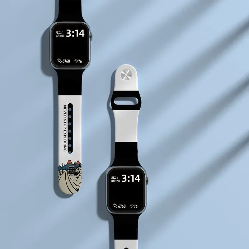 애플 워치 밴드용 실리콘 스트랩, 럭셔리 브랜드 디자인, 49mm, 45mm, 44mm, 42mm, 41mm, 40mm, 38mm, iwatch 시리즈 3, 4, 6, 7, 8 SE 울트라