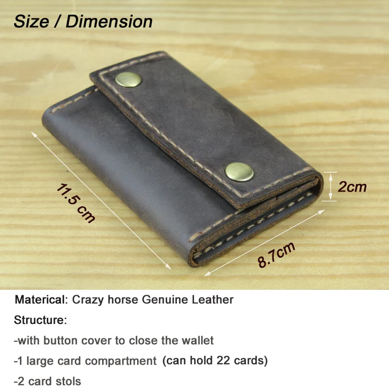 Luxury Handmade Crazy horse Genuine Leather Card Holder Men Card ID Holders Women Business Card Wallet Card Case Purse Bag Gift 2