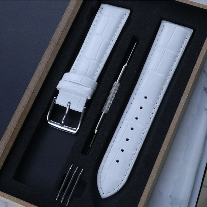 Leather watch strap with Tool Set Bamboo Grain  Genuine Leather  Watch Strap  Accessories Parts Blue Pink  Purple Green Brown