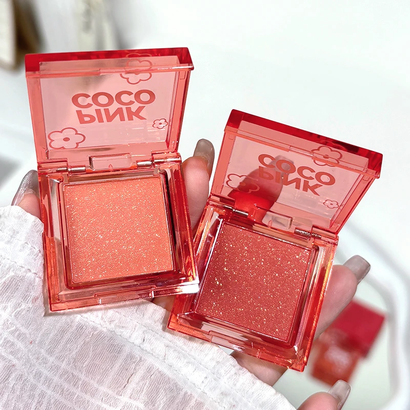 PINKCOCO fine shimmer soft mist tipsy blush single color natural fine shimmer eye shadow blush one plate for multiple uses 4