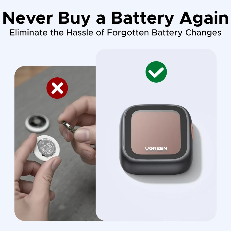 תגיות מעקב UGREEN Finder Pro (לאייפון בלבד) תגיות חכמות סולאריות עם בלוטות' לאיתור פריטים, תואם ל- Apple Find My
