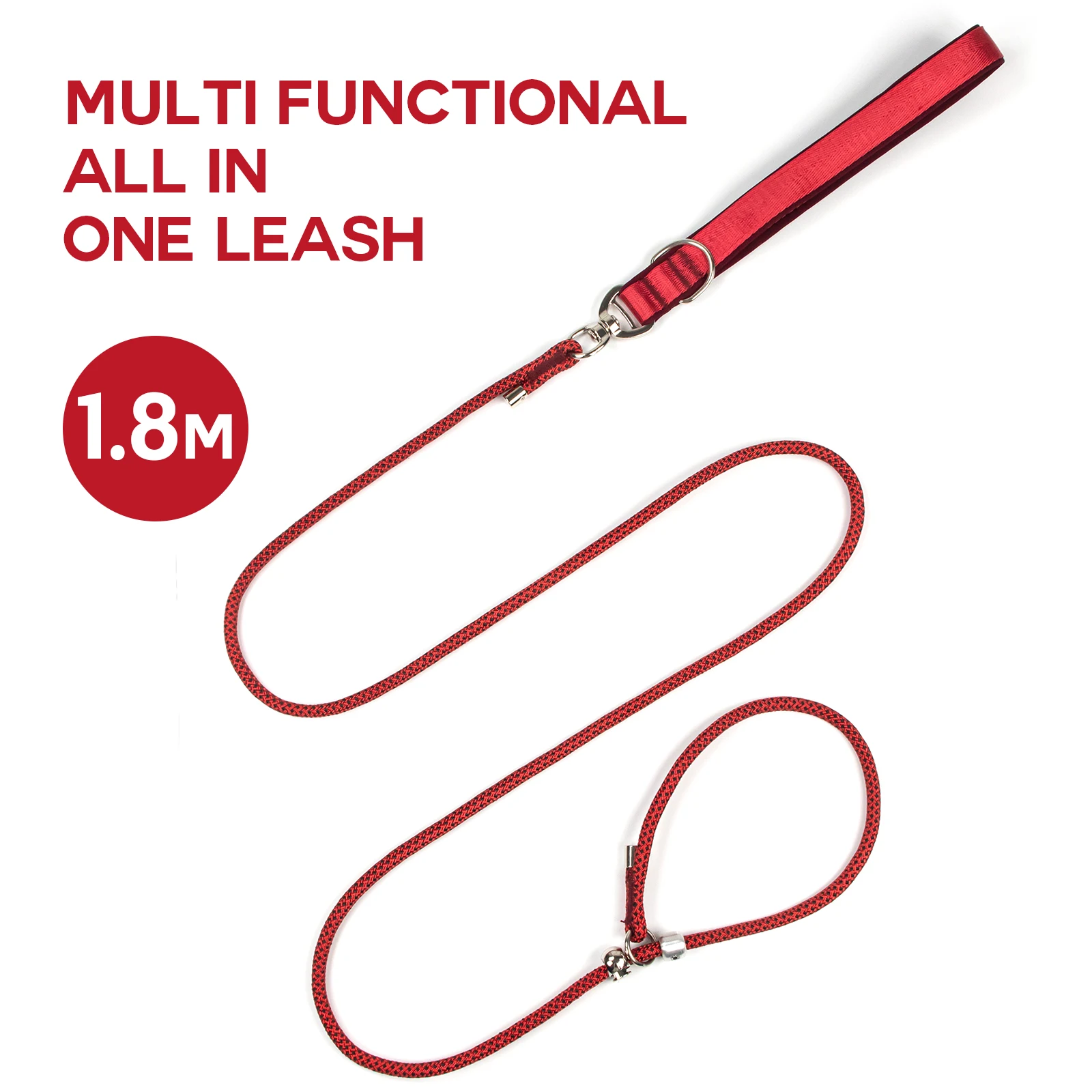 Adjustable Slip Dog Leash - 1.8M Training Rope for Small Breeds, Gentle No-Strain Design