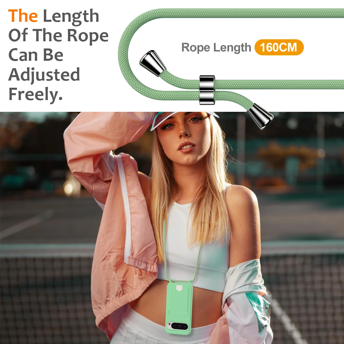 Crossbody Card Holder Phone Case with Shoulder Strap - Soft TPU Silicone Cover in Retail Package