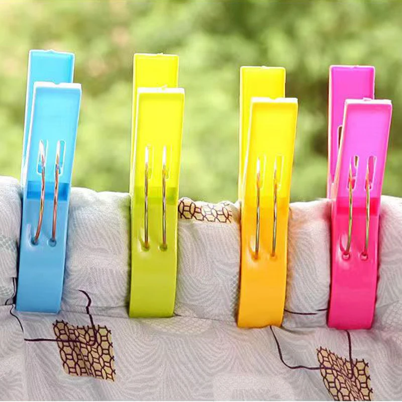 

4Pcs Beach Towel Clips Plastic Quilt Pegs for Laundry Sunbed Lounger Clothes Pegs Home Bathroom Organization