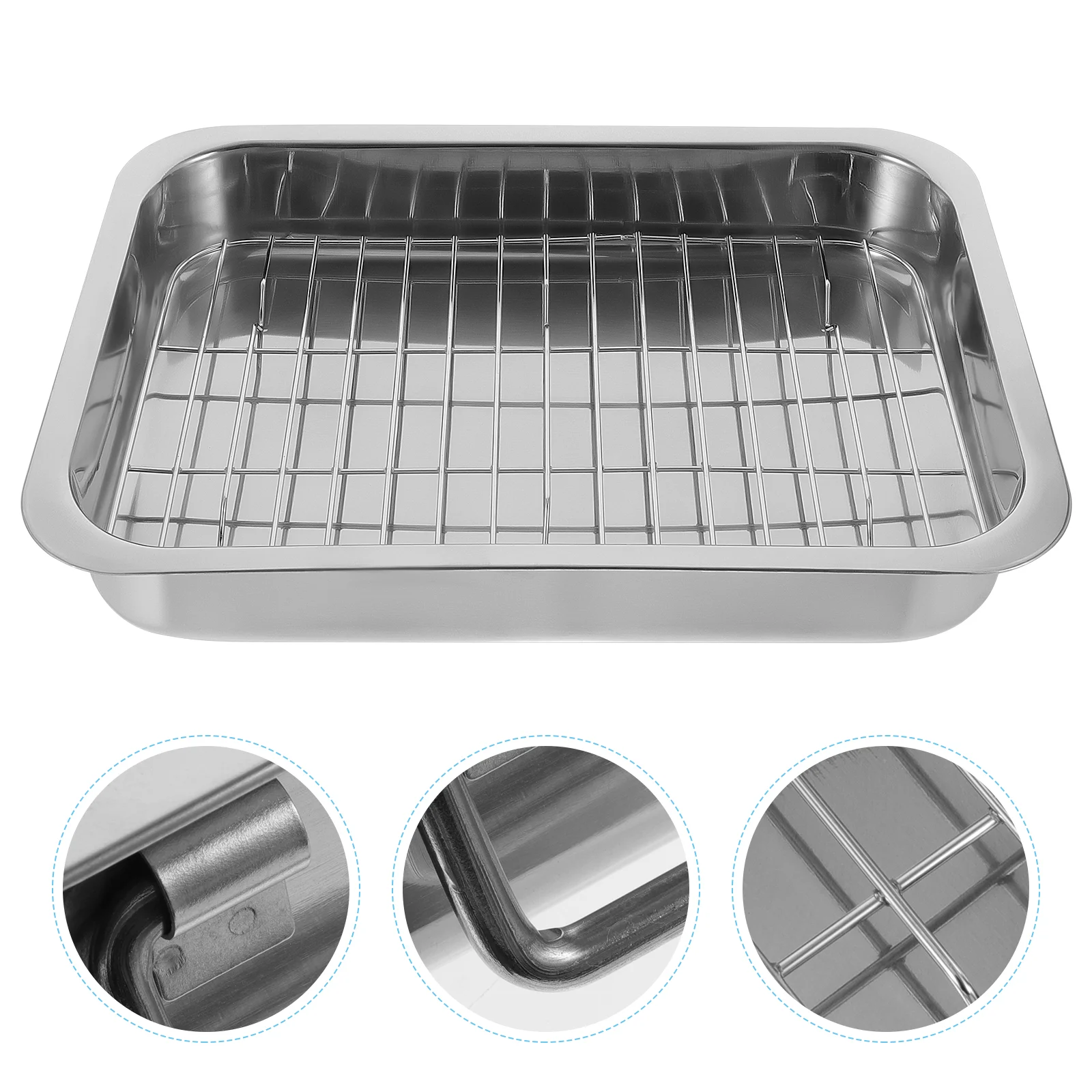 

Stainless Steel Bakeware Oven Tray with Rack Baking Turkey for Kitchen Pan Ovenware