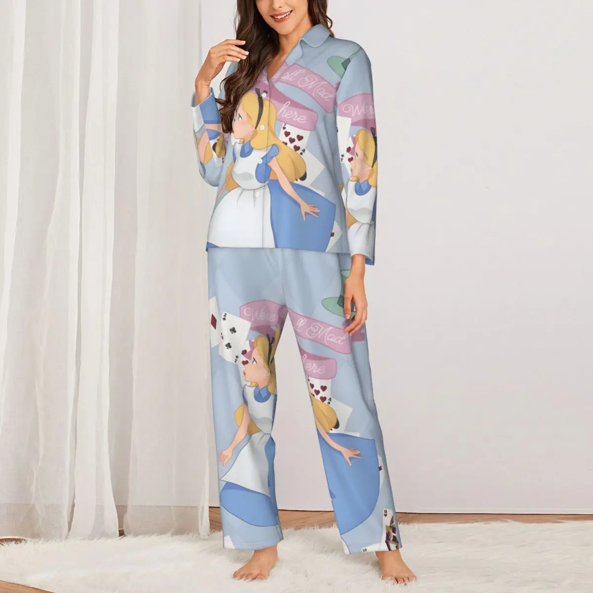 Alice-in-Wonderland Women Pajamas 2 Pieces Set Loungewear pyjama pour femme 3