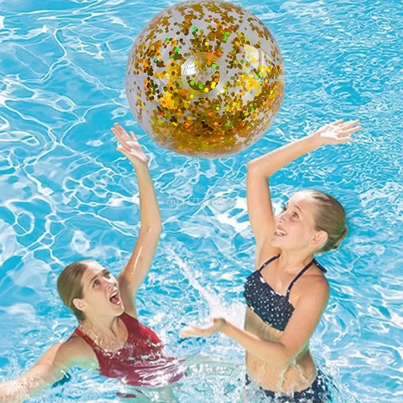 40/60cm Inflatable Glitter Beach Ball Summer Water Ball Sequin Beach Balls for Summer Swimming Pool Party Toys for Kids Adult 5