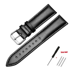 Elegant Leather Watch Band - Soft Replacement Strap for Men & Women Wristwear (Black)