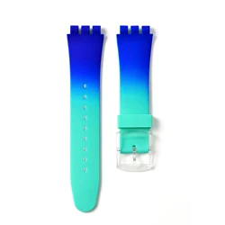 Colorful Silicone Sport Watch Band - 19mm Waterproof Strap - 19mm (Blue cyan)