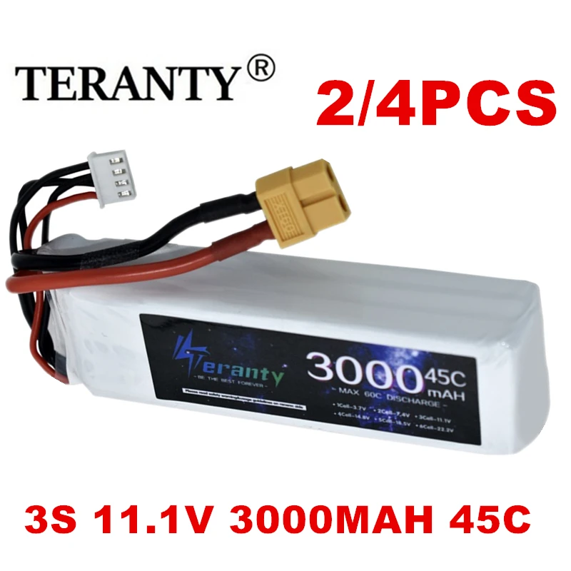 

3S 11.1V 3000mAh 45C Lipo Battery Max 60C For RC Helicopter Quadcopter FPV Racing Drone Part Rechargeable Battery XT60 DEANS T