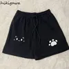 2025 New Bottom Black Shorts Women Pantalones Cortos De Mujer Casual Fashion Wide Leg Pants Japanese Print Summer Short Mujer