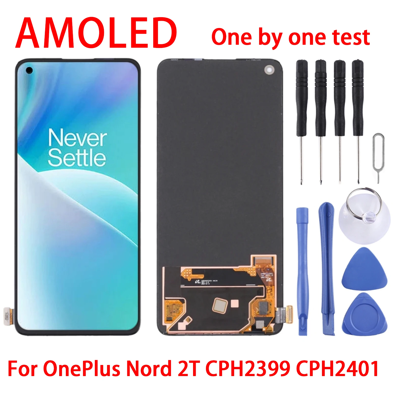 

AMOLED LCD Screen For OnePlus Nord 2T CPH2399 CPH2401 with Digitizer Full Assembly(Black)
