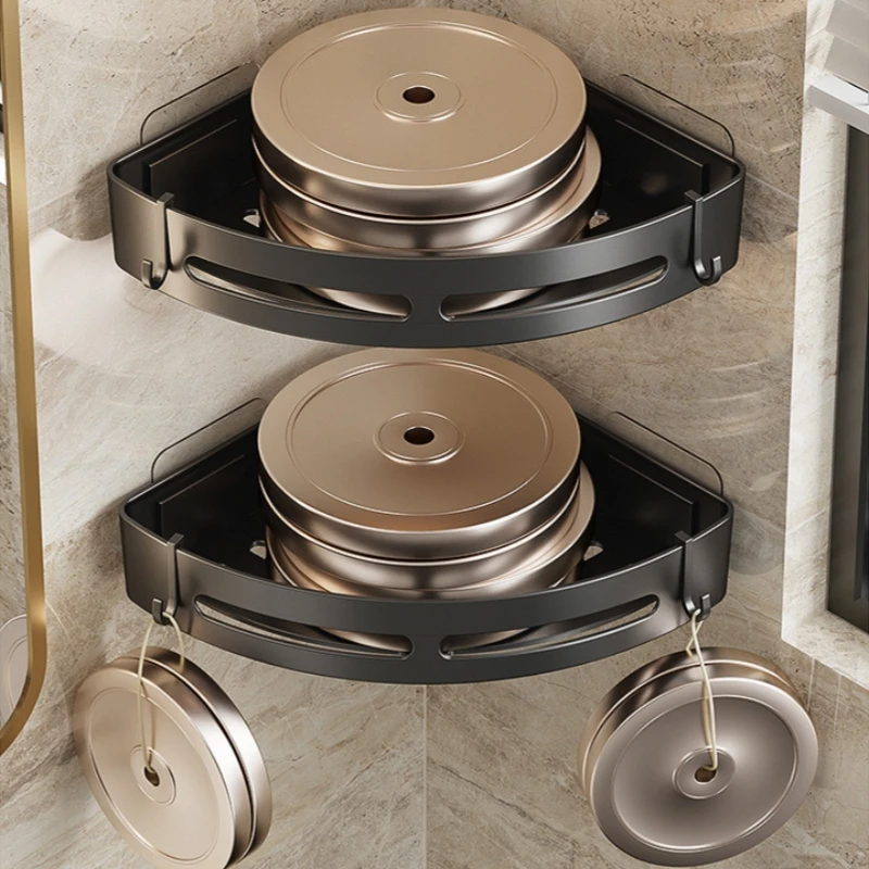 Bathroom Storage Shelf ABS Plastic Corner Space Triangle Basket Shower Room Storage Rack No Drill Wall Mounted