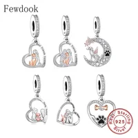 Fit Original Pan Charm Bracelet 925 Silver Moon Angel Dog Pendant Bead For Making Women Memory of My Best Friend Berloque 2023 1