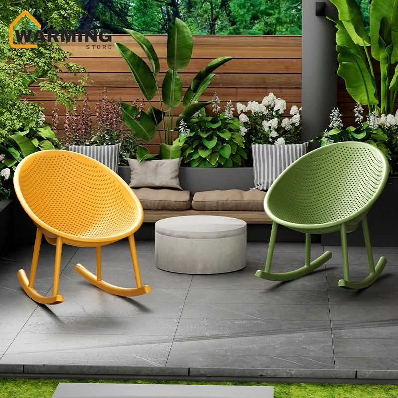 Warming Plastic Rocking Chair Garden Balcony Leisure Lounge Chair Living Room Adult Minimalist Hollowed Out Rocking