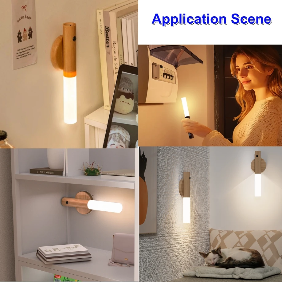 Wireless motion sensor LED night light rechargeable auto induction for kitchen closet toilet staircase
