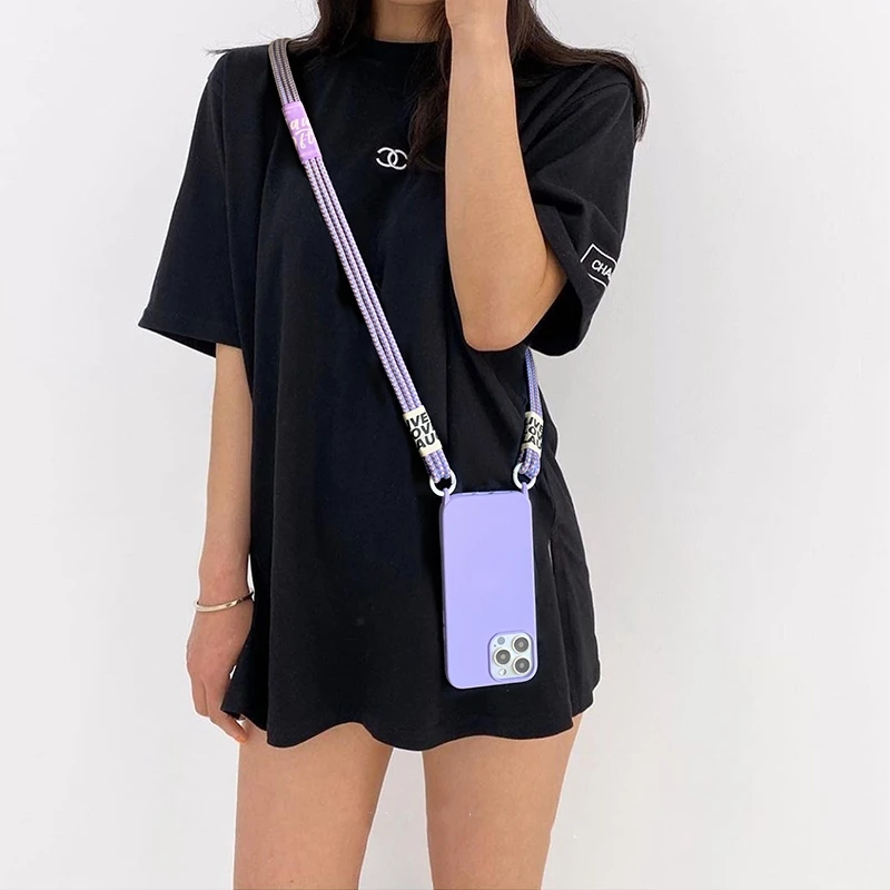 Hands-Free Crossbody Lanyard Silicone Phone Case with Korea Strap