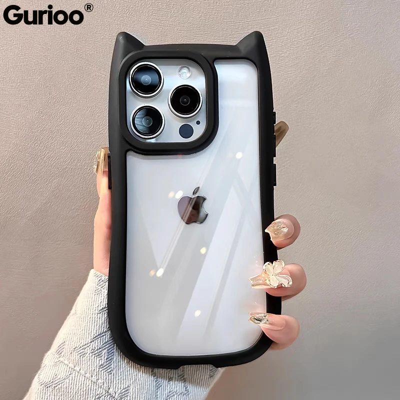YVWUNH Custodia Trasparente 3D Con Orecchie Di Gatto Carino Per