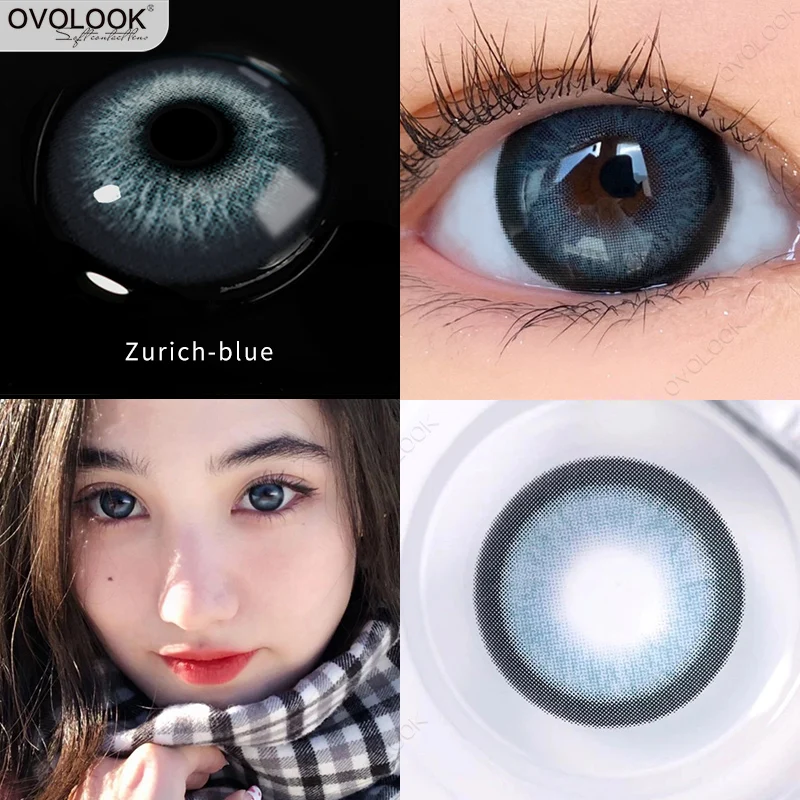 

OVOLOOK-1 Pair(2pcs) Beauty Lenses Comestic Colored Contact Lenses for Eyes 10 Colors Natural Pupils for Myopia 12 Months Usable