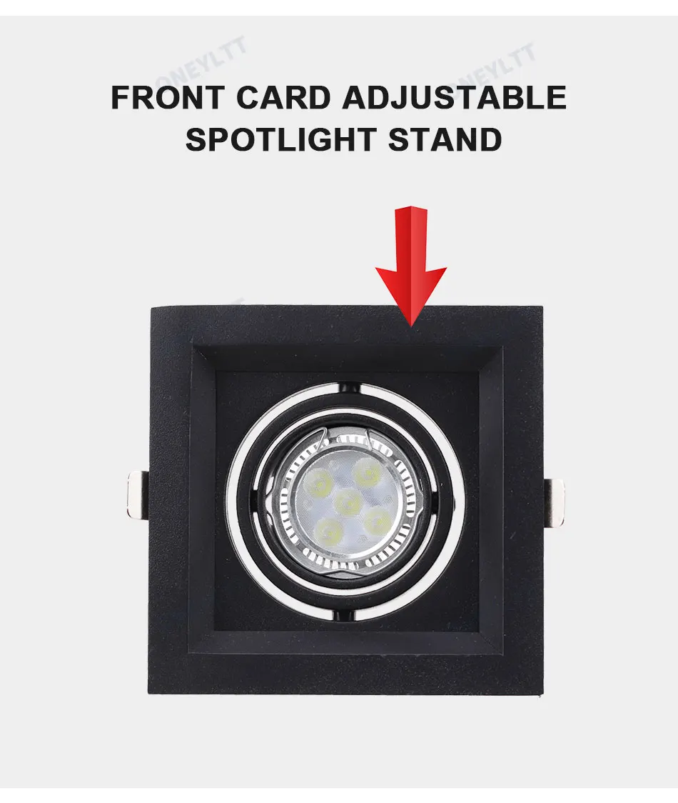 Description Picture 6 of itemSquare Recessed Black Adjustable Ceiling Lamps Holder GU10 Socket or MR16 Base LED Spot and Halogen Built-in Spot Lights