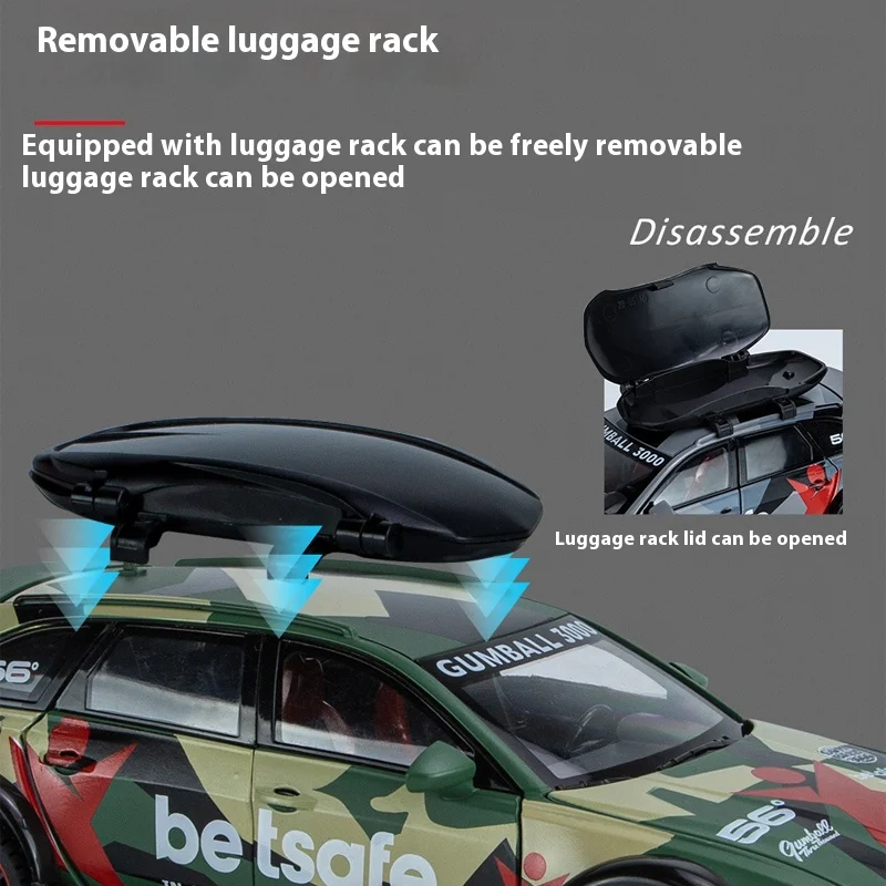 Alloy car model ornaments Audi RS6 modified version sound and light 6 door opening and return toy wagon music model ornaments 2