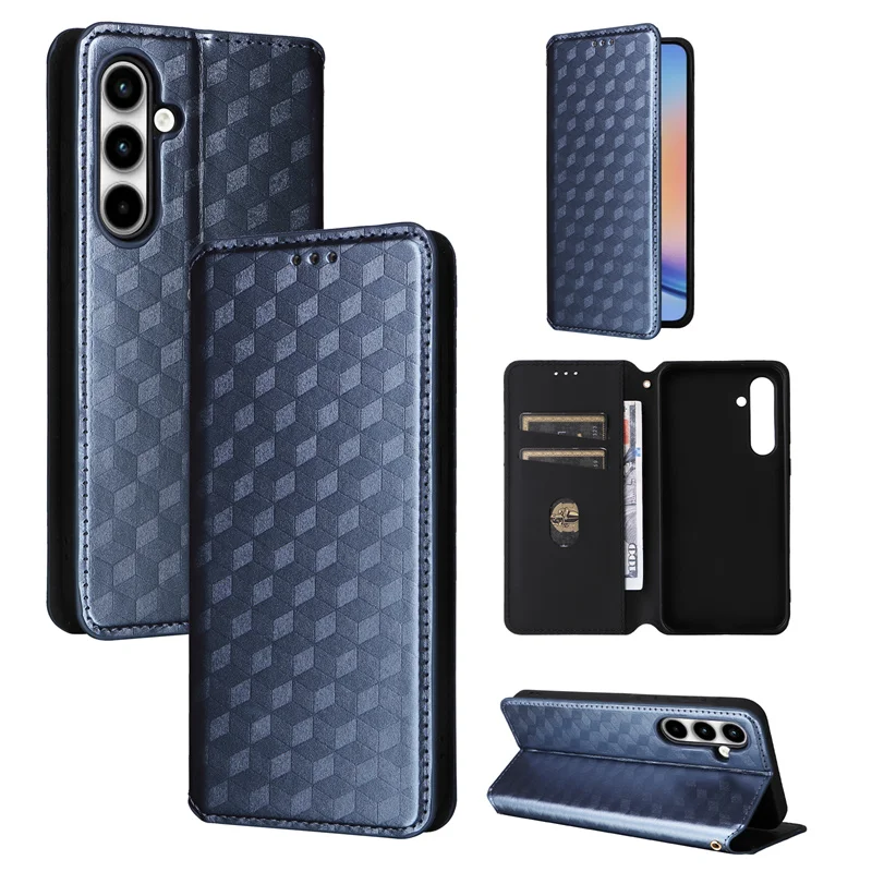 Per Samsung Galaxy A35 5G Magnetic Card Flip Leather Stand Linee Stereoscopiche Custodia Protettiva Per Telefono Per Samsung A35 A 35 5G Case