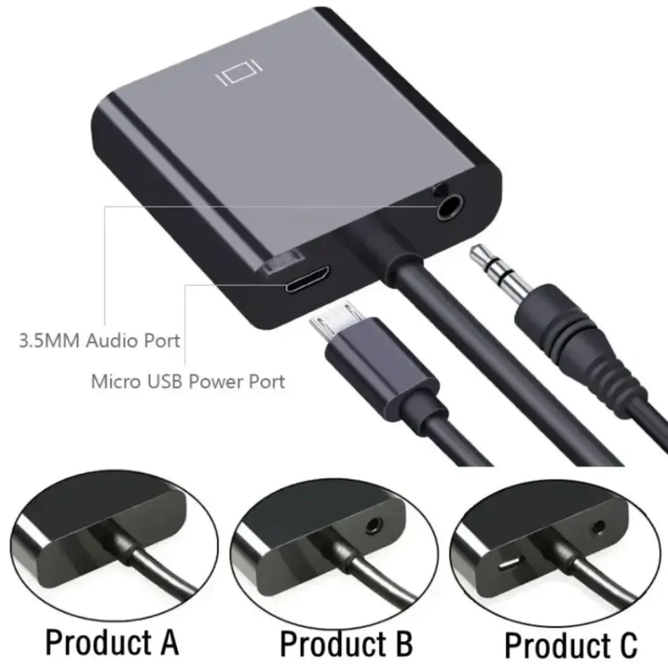 HDMI-VGA  ̺, 1080P HDMI ȣȯ -VGA   Ƴα  , PC Ʈ PS4 TV ڽ