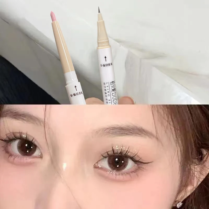 Double-headed Lying Silkworm Pen Matte Natural Eyeshadow Highlighter for Lower Eyelid Matte Pearlescent Fine Glitter matte eyeshadow