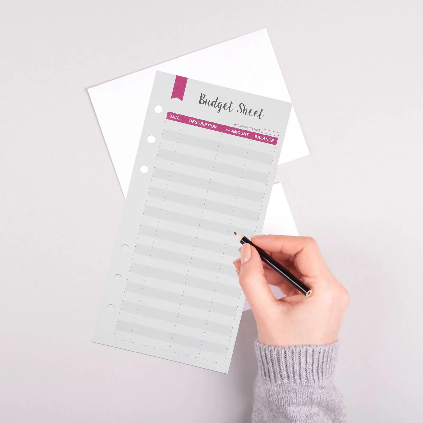 12개입 특대형 6홀 펀치 A6 바인더용 리필 가능 예산 시트, 지출 추적기, 현금 정리함, 휴대용 일일 예산 관리자