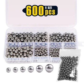 600Pcs, 6 Size 1/4" - 3/32" Sae Precision Chrome Steel Assorted Loose Bicycle Bearing Ball Assortment Kit (Sae)